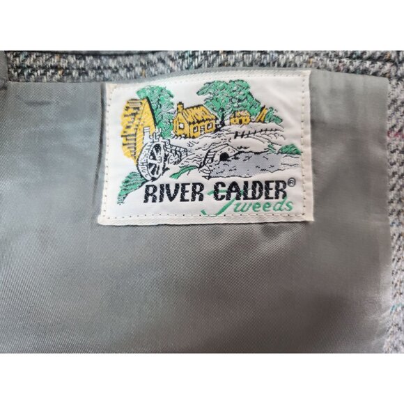 River Calder Tweeds Men's Wool Blazer Jacket With Suede Elbow Patches Vintage - Picture 5 of 8